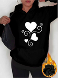 Women's Hoodie Swirling White Artistic Design With Three Floating Hearts Hoodie