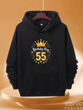 Men's Hoodie Birthday King With Golden Crown And Sparkling Stars Hoodie