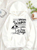 Women's Hoodie Warm Waves And Lazy Days With Open Umbrella Beside Gentle Shoreline