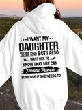 Women's Hoodie I Want My Daughter To Be Kind But Also Strong Confident Bold Lettering Hoodie