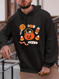 Men's Hoodie Smiling Pumpkin With Colorful Halloween Candy And Wrapped Sweets