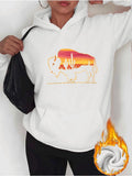 Women's Hoodie Sunset Silhouette With Canyon Landscape On Majestic Buffalo