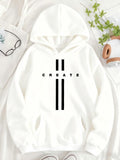 Women's Hoodie Create Bold Black Stripes Minimalist Design On White Hoodie