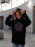 Women's Hoodie Radiant Neon Mandala Pattern On A Dark Urban Scene Hoodie