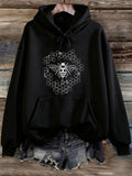 Women's Hoodie Geometric Honeycomb Pattern With Central Detailed Flying Bee