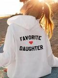 Women's Hoodie Favorite Daughter Soft Fabric With Small Red Heart Hoodie