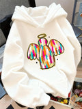 Women's Hoodie Colorful Abstract Brushstrokes With Golden Halo Angel