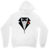 Men's Hoodie Sharp Black Lapel Design With Rose And Classic Buttons Tuxedo
