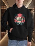 Men's Hoodie Enjoy Summer Neon Sun With Palm Trees And Sunglasses Under Sunset Sky