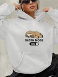 Women's Hoodie Sloth Mode On Sleeping Brown Animal With Cartoon Style Switch Sloth