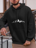 Men's Hoodie Snow Covered Peaks Under Clear Winter Night Mountain