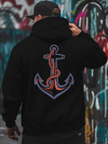 Men's Hoodie Vivid Rope Pattern With Urban Style On Large Metal Anchor