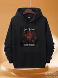 Men's Hoodie Im Fine With Bloody Handprint Under Dripping Letters Hoodie