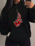 Women's Hoodie Red Butterflies In Flight Against A Midnight Black Hoodie Butterfly