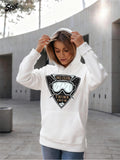 Women's Hoodie Ski Club Goggles With Snowy Mountains And Winter Adventure