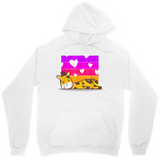 Men's Hoodie Soft Pink Rectangles With Floating Hearts And Relaxed Giraffe