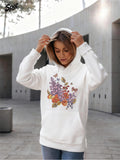 Women's Hoodie Vivid Spring Flowers With Delicate Butterflies Over Flourishing Garden Bouquet