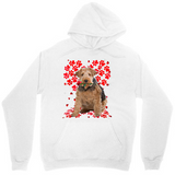 Men's Hoodie Cute Sitting Dog With Red Paw Prints And Green Collar