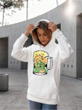 Women's Hoodie Refreshing Green Mountains In Glass Mug Filled With Foam Beverage