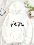 Women's Hoodie Heartbeat Line With Love Shaped Pattern Climber Among Bold Lines Hoodie
