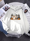 Men's Hoodie Halloween Pumpkins With Dogs In Costumes Surrounded By Bats Hoodie