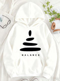 Women's Hoodie Balance Zen Stones Graphic With Calming Minimalist Stacked Pebble Formation