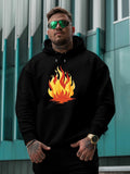 Men's Hoodie Bold Vibrant Orange Yellow Red Flames Against Black Hoodie Fire