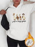 Women's Hoodie Just A Cozy Goose Wearing Scarves With Cute Autumn Outfit Goose