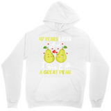 Men's Hoodie Forty Years Later Surrounded By Hearts With Smiling Cartoon Pears