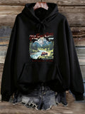 Women's Hoodie Majestic Mountain Peaks Reflected In Still Lake With Grazing Elk