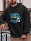 Men's Hoodie Glowing Sunset With Clouds Reflected Over Still Water Featuring Serene Canoe
