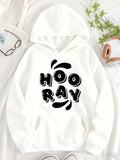 Women's Hoodie Hoo Ray Bold Artistic Black Splash Lettering Hoodie