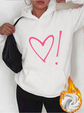 Women's Hoodie Pink Scribble Heart And Exclamation Mark On Cozy White Hoodie