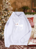 Women's Hoodie Minimalist Childlike Drawing With White Lines Gentle Antelope