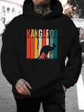 Men's Hoodie Kangaroo Striped Colorful Silhouette Against Retro Sunset Design Kangaroo