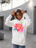 Women's Hoodie Colorful Snail With Blooming Petals Under Bright Sunflower