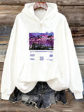 Women's Hoodie Neon Sunset Sky With Purple Clouds Over Palm Trees Hoodie