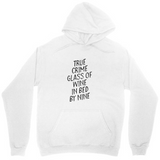 Men's Hoodie True Crime Glass Of Wine In Bed By Nine Cozy Lettered Hoodie