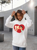 Women's Hoodie Romantic Couples Embracing Within A Vibrant Red Heart Shape