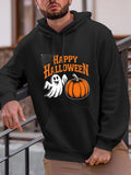Men's Hoodie Happy Halloween Spooky White Ghost With Smiling Orange Pumpkin Hoodie
