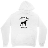 Men's Hoodie I Love My Dog Silhouette On Clean White Hoodie Boxer