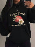 Women's Hoodie Farm Fresh Strawberries With Blossoming Flower And Ripe Fruit Strawberry