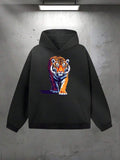 Men's Hoodie Vivid Spectrum Hues With Energetic Expression On Bold Fierce Tiger