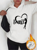 Women's Hoodie Dance Script With Heart Silhouette Featuring Elegant Dancer Figure Sweatshirt