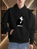 Men's Hoodie Playful Tuxedo Cat With Bold Contrast On Black Hoodie Cat