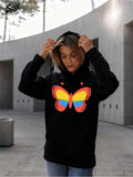 Women's Hoodie Vivid Multicolored Wings Glowing Under Daylight Butterfly