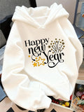 Women's Hoodie Happy New Year Glittering Gold Stars And Fireworks Celebration Hoodie