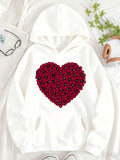 Women's Hoodie Blooming Red Flowers Shaped Into A Vibrant Heart