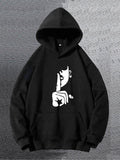 Men's Hoodie Silent Gesture With Minimalist Line Art Face And Raised Finger Hoodie
