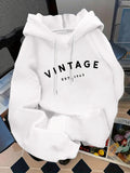 Women's Hoodie Vintage Black Lettering With Bold Curved Text On Cotton Hoodie